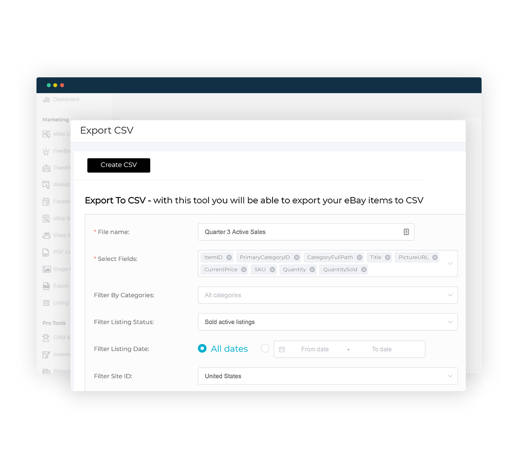 Export eBay Listings to CSV 3Dsellers Report Center